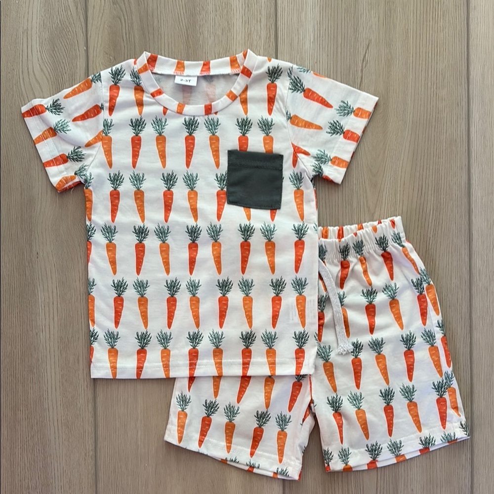 Carrot Print Toddler Outfit
